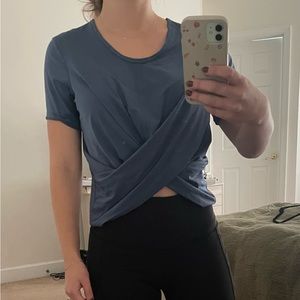 Lululemon blue short sleeve cropped workout shirt